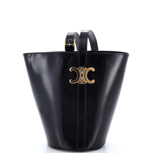 Celine Handbags - Celine Triomphe Bucket Bag Shiny Calfskin
